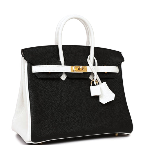 Hermes Special Order (HSS) Birkin Sellier 25 Craie and Black Epsom Gold Hardware Ivory/Black Madison Avenue Couture