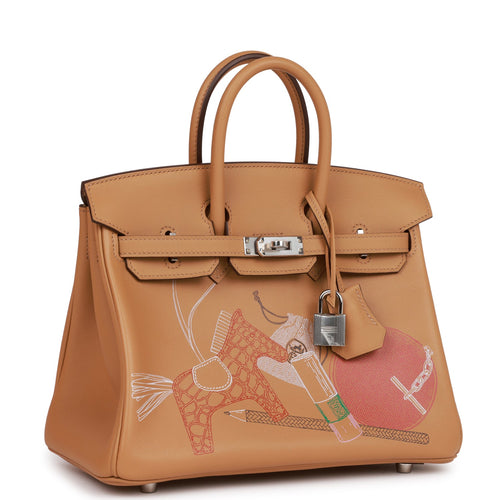 Hermes Limited Edition Birkin 25 Bag in Biscuit Swift Leather & Ecru T –  Mightychic