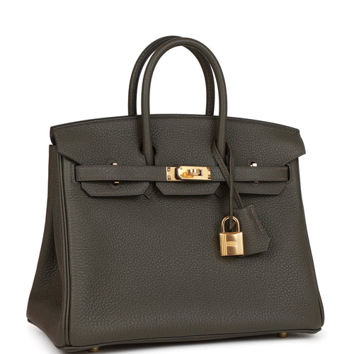 Hermès Birkin 25 In Vert Fonce Togo With Gold Hardware in Black