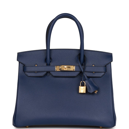 Hermes Special Order (HSS) Birkin 30 Vert Verone and Bleu Electric Epsom Brushed Gold Hardware Blue/Green Madison Avenue Couture