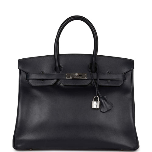 Hermes Birkin 35 Bag Black Box Palladium Guilloche Hardware – Mightychic