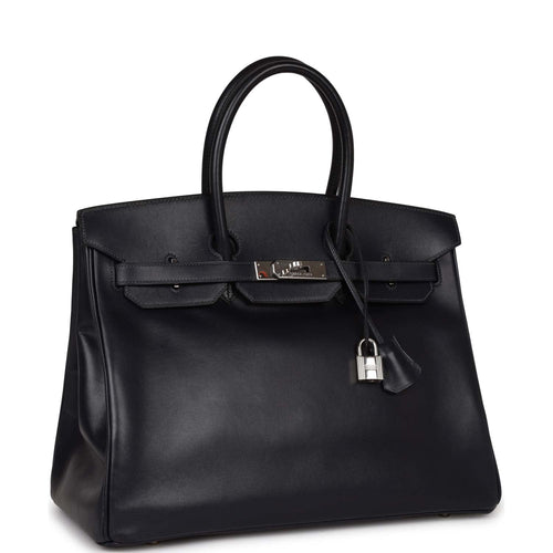 Hermes Birkin 35 Bag Black Box Palladium Guilloche Hardware – Mightychic