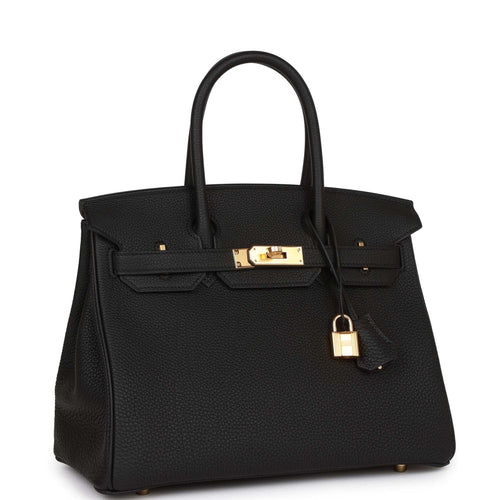 Hermès Birkin 25 Top Handle Bag In Black Togo With Rose Gold