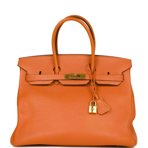 Hermes Birkin Bag, Orange, 35cm, Togo with gold