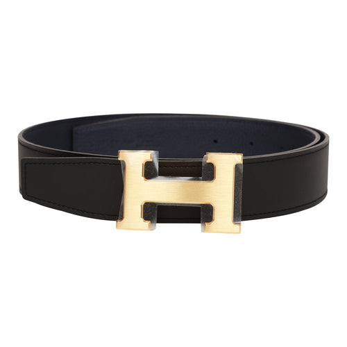 Hermes Epsom Etain Bleu De Prusse H Guilloche Belt 80, myGemma, SG