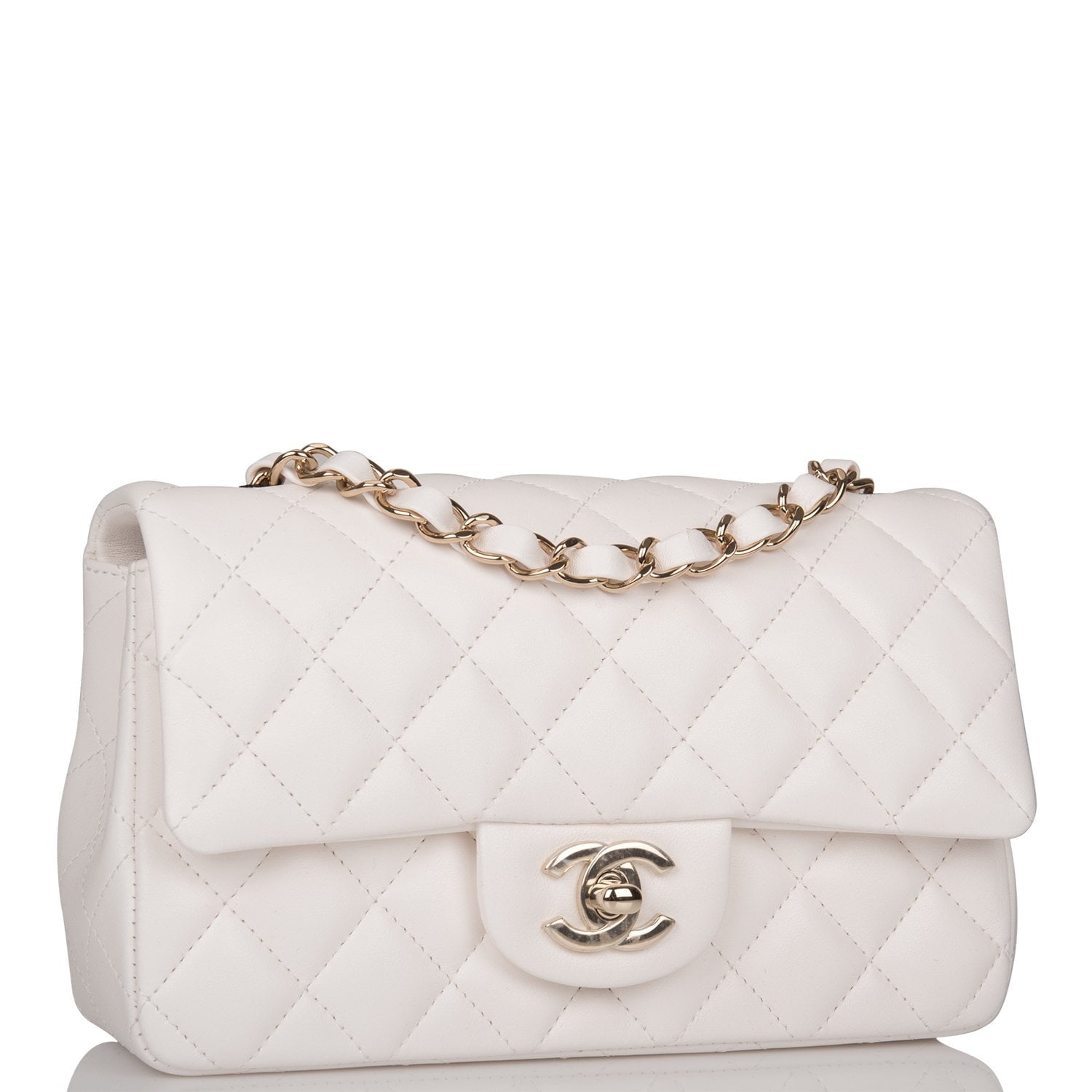Chanel White Quilted Lambskin Rectangular Mini Classic Flap Bag ...