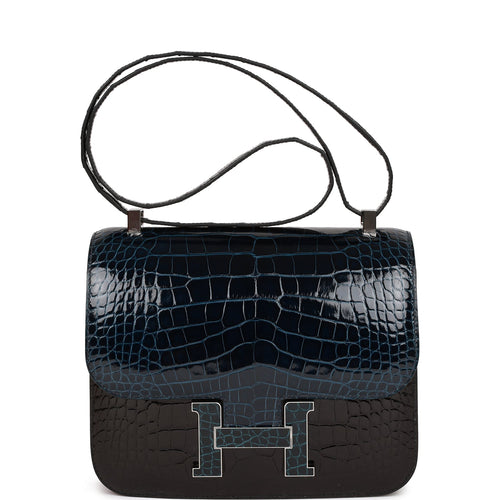 HERMèS CONSTANCE III MINI 18CM CROCODILE ALLLIGATOR MISSI 73 BLEU SAPP –  SukiLux