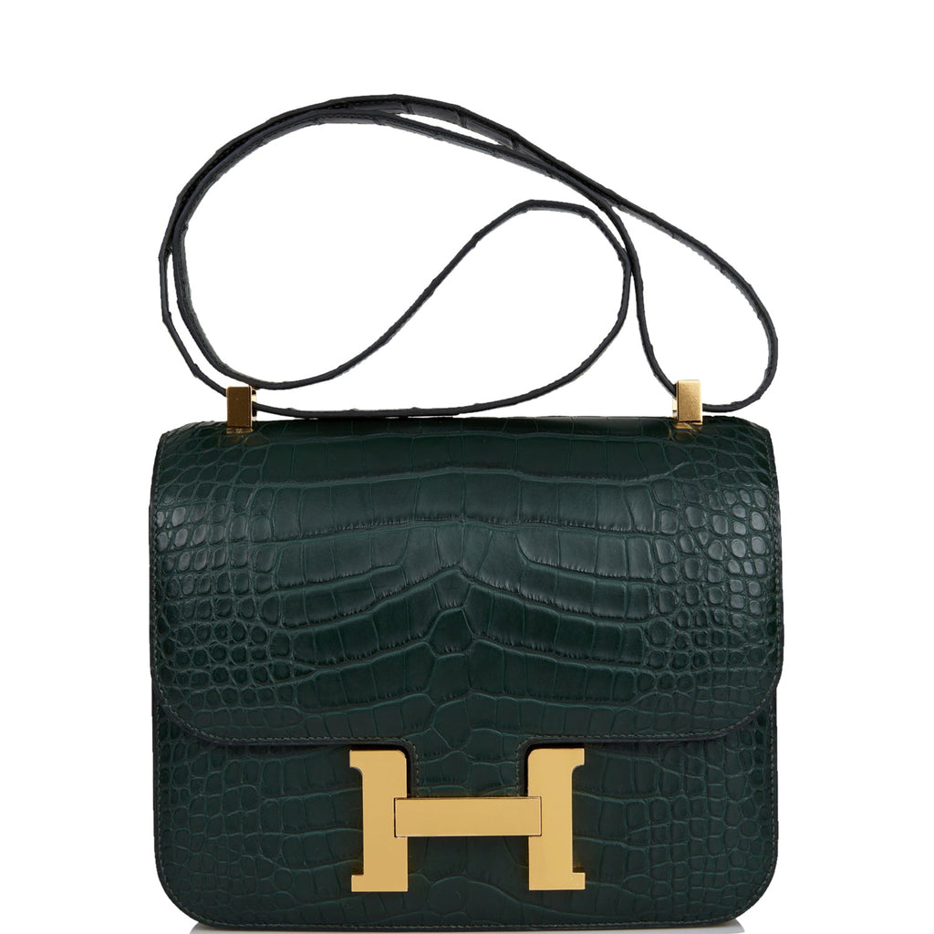 Hermes Constance 24 Vert Fonce Matte Alligator Gold Hardware – Madison ...