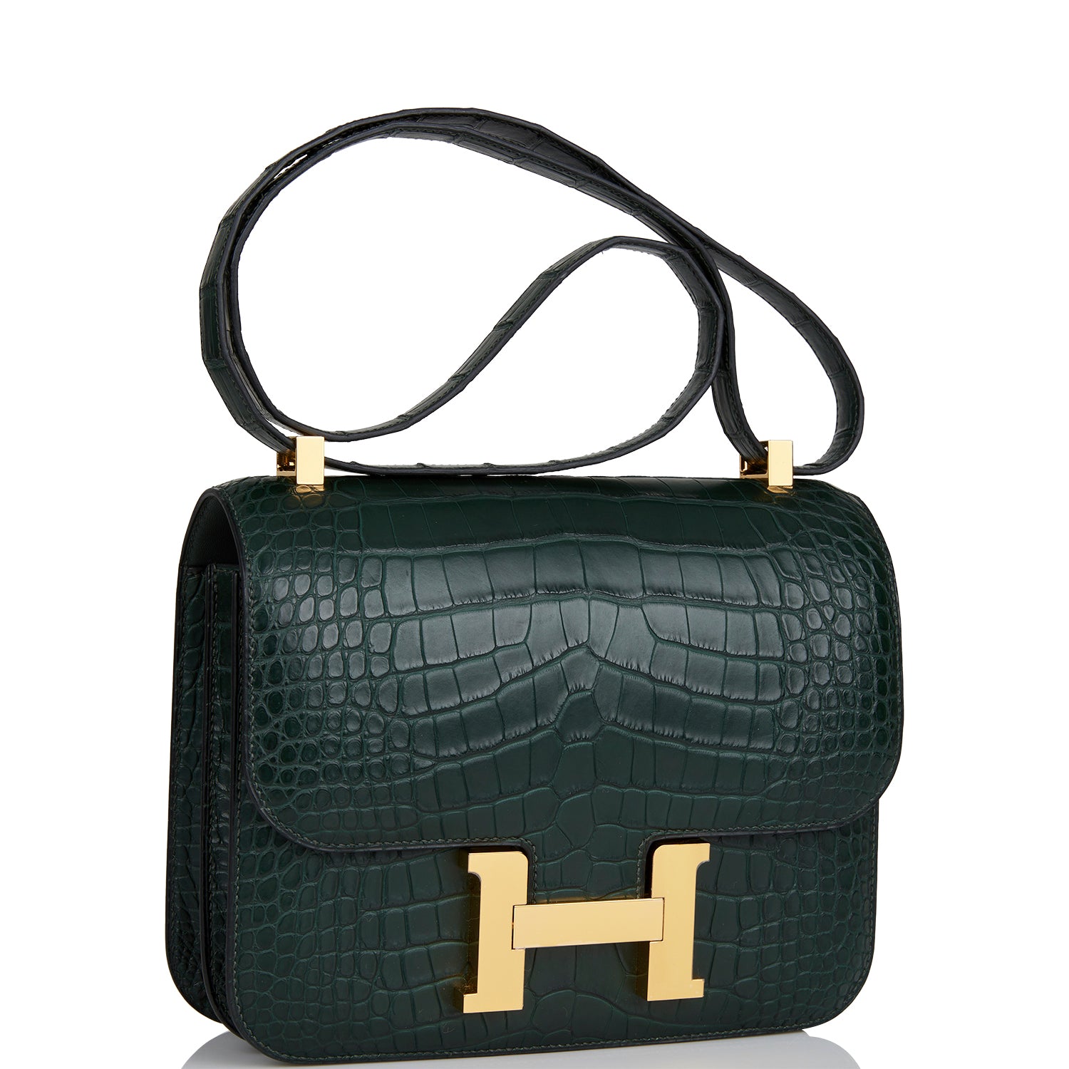 Hermes Constance 24 Vert Fonce Matte Alligator Gold Hardware – Madison ...