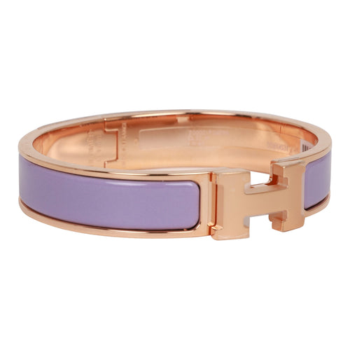 Hermes Clic H Rose Dragee Enamel Gold Plated Narrow Bracelet PM Hermes |  The Luxury Closet