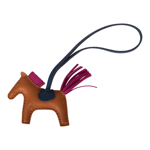 HERMES Milo Lambskin Horse Hair Grigri Rodeo Bag Charm PM Sesame