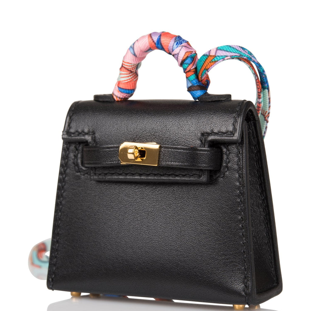 Hermes Black Tadelakt Mini Kelly Twilly 