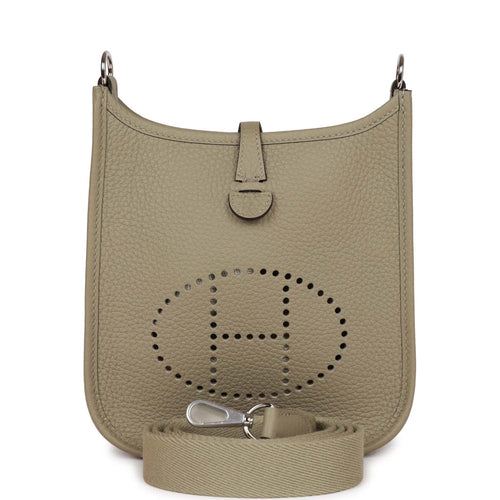 Hermes Mini Evelyne TPM Bag Etoupe Clemence Leather with Palladium
