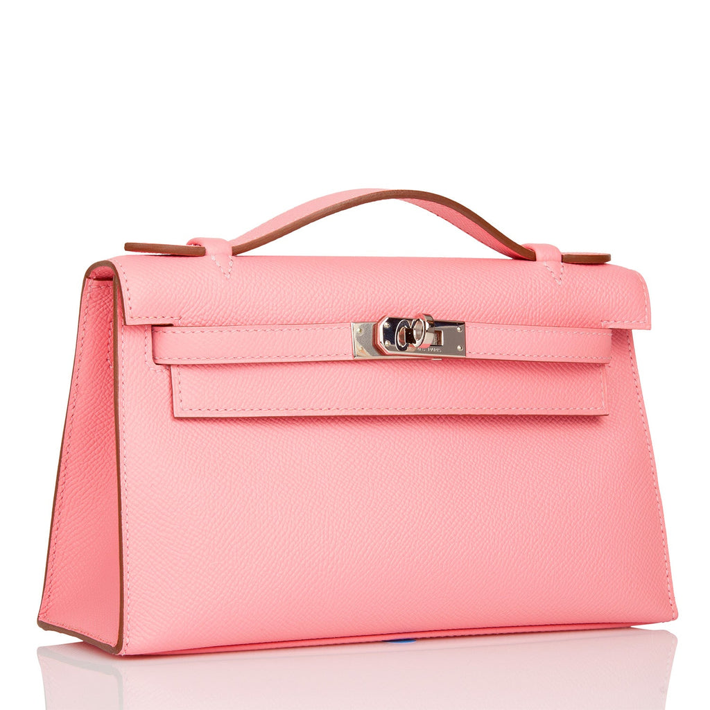 Hermes Kelly Cut Clutch Pink Rose Azalee Swift Palladium Hardware