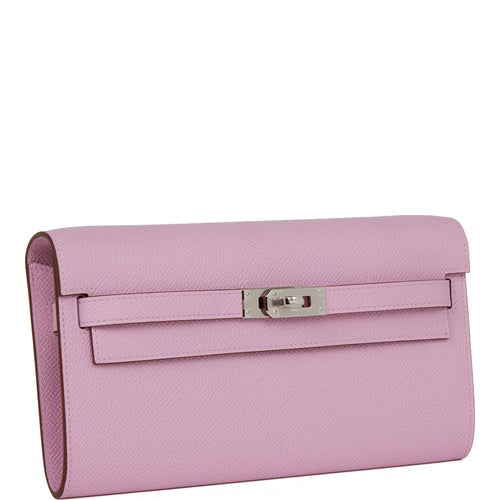 Hermes Kelly Wallet to Go Etoupe Epsom GHW - Lilac Blue London