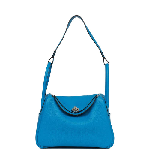 NEW HERMES HANDBAGS LINDY 30 8U SHOULDER BAG/HANDBAG BLEU GLACIER