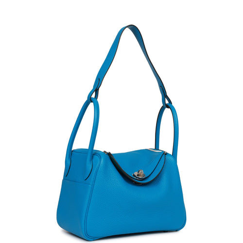 Hermes Lindy 30 Bag B3 Blue Zanzibar Swift And Epsom Tressage De Cuir  Handle SHW