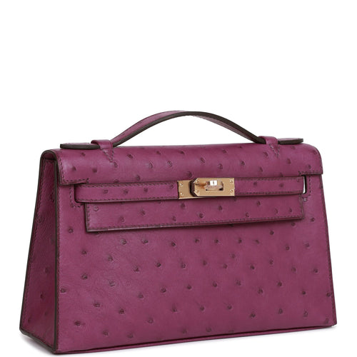 Hermes Kelly Pochette Nata Ostrich Palladium Hardware