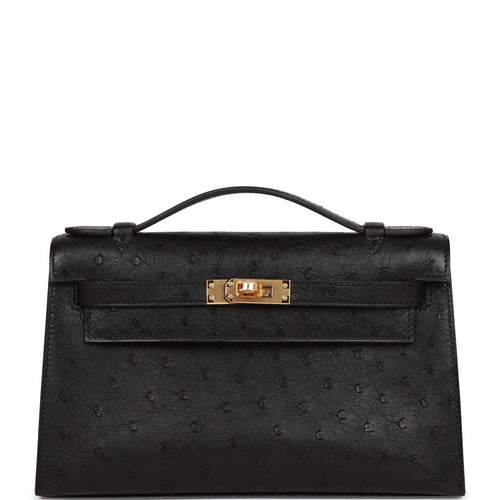 Hermes Noir Black PHW Swift Mini Kelly Pochette Clutch - MAISON de LUXE