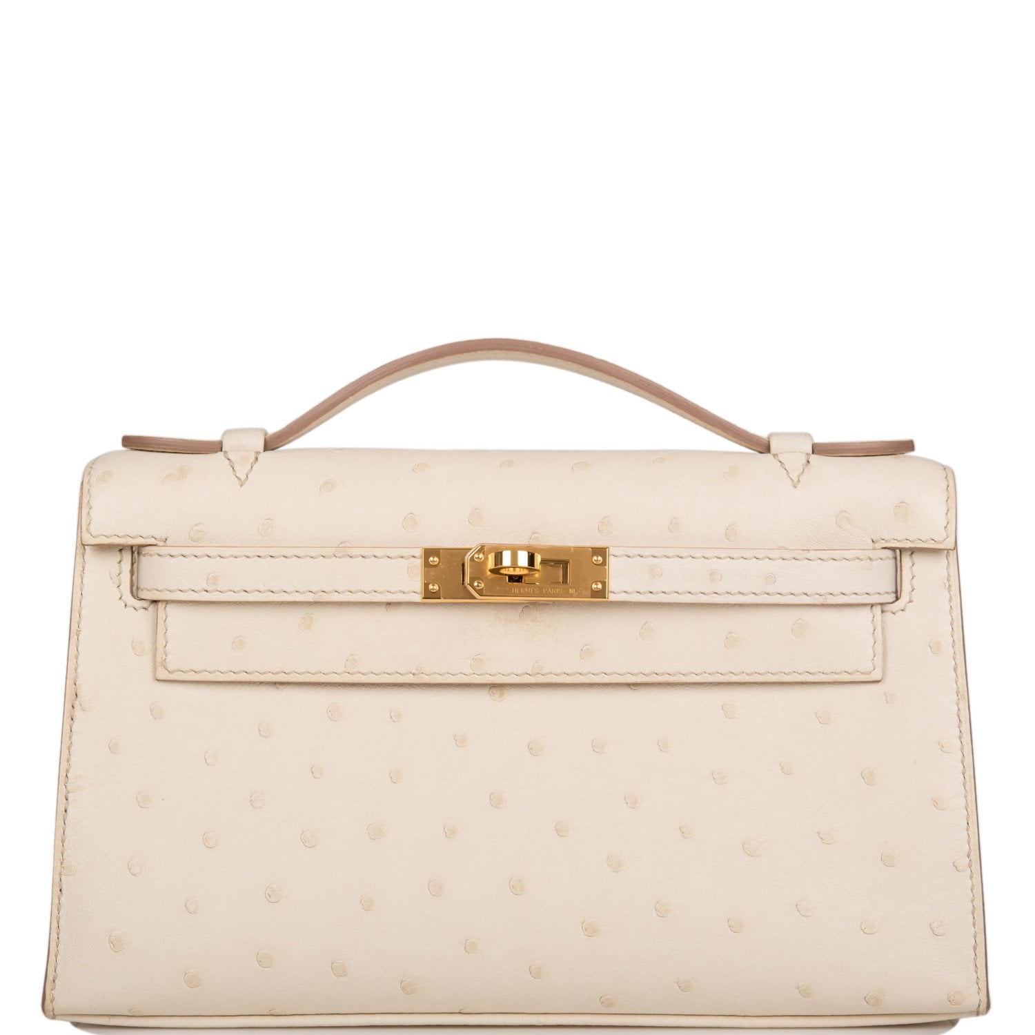 Hermes Kelly Pochette Beton Ostrich Gold Hardware – Madison Avenue Couture