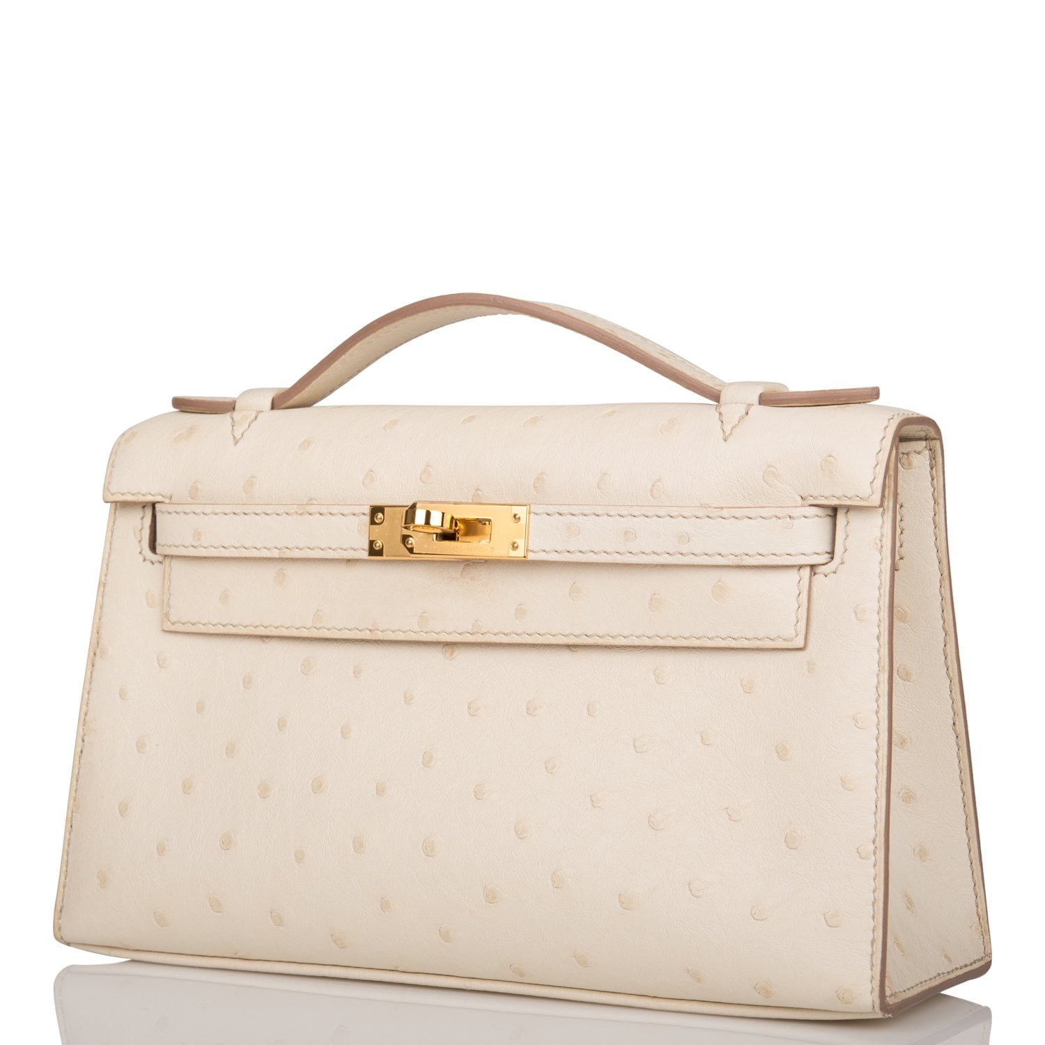 Hermes Kelly Pochette Beton Ostrich Gold Hardware – Madison Avenue Couture