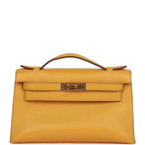 Hermes Kelly Pochette Vert Verone Ostrich Gold Hardware – Madison Avenue  Couture