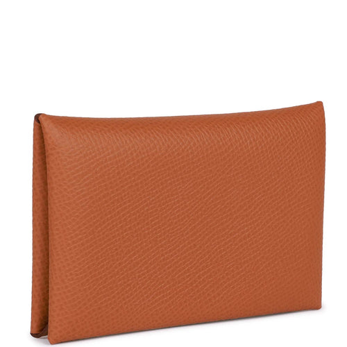 HERMÈS Calvi Duo card holder in Gold Epsom leather with Palladium hardware  [Consigned]-Ginza Xiaoma – Authentic Hermès Boutique