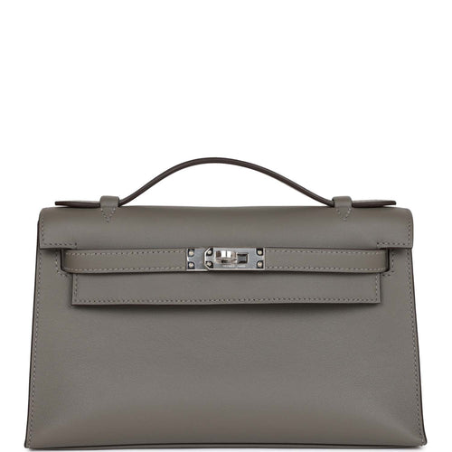 HERMES Swift Kelly Cut Clutch Pochette Gris Asphalt 409525