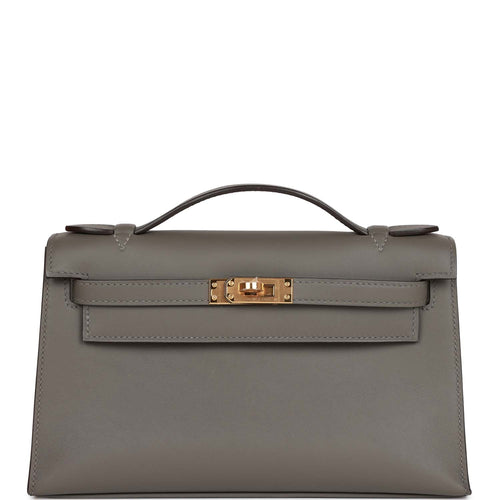 Hermes Kelly Pochette Gris Meyer Swift Gold Hardware – Madison Avenue  Couture