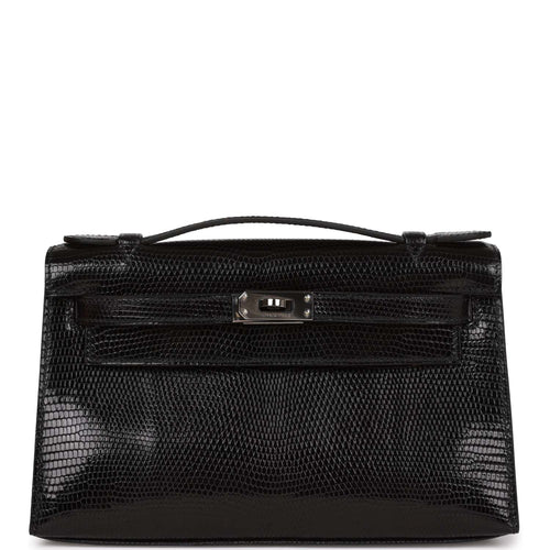 Hermès Kelly Pochette Mini Black Leather Palladium Hardware