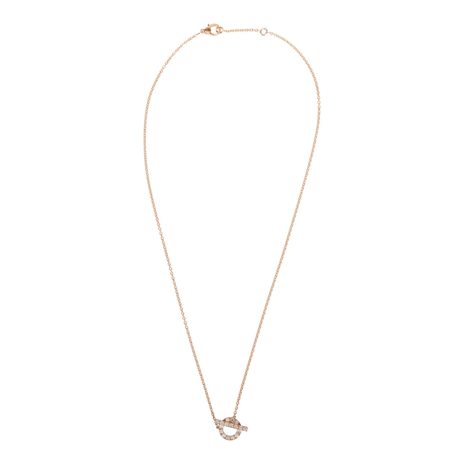 Hermes 18k Rose Gold San Coloris Diamond Finesse Pendant Necklace ...