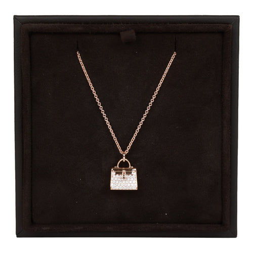 Sold at Auction: Hermes - New - Diamond Charm Bracelet - 18K Rose Gold H  Logo Pendant