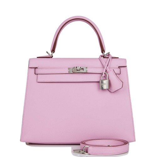 Travel with HERMES Kelly Relax 50 Pink Lilac Sikkim Calfskin Leather