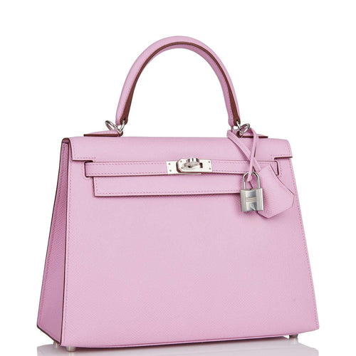 Hermes Kelly 25 Sellier Violet Autruche Ostrich Palladium Hardware