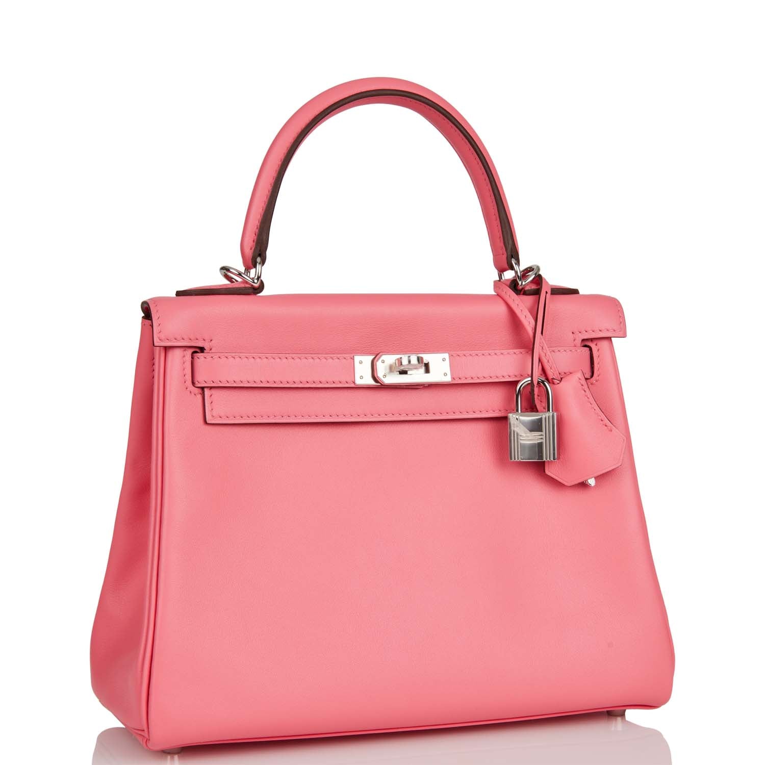 Hermes Kelly Retourne 25 Rose Azalee Swift Palladium Hardware – Madison ...