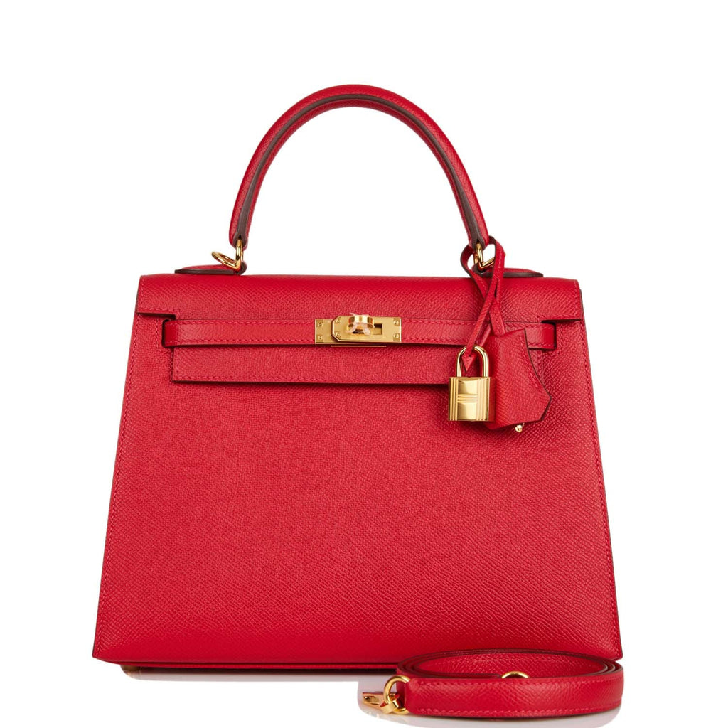 Hermes Kelly 25 Rouge H Togo Gold Hardware - Vendome Monte Carlo