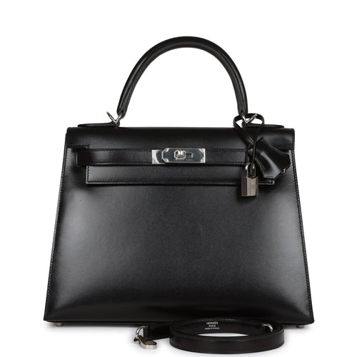 Hermes　Kelly bag 28　Sellier　Black　Box calf leather　Silver hardware