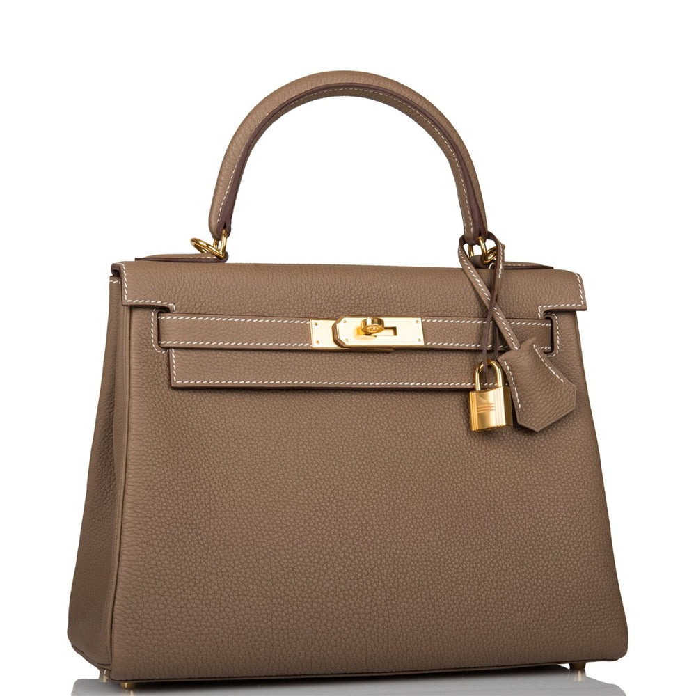 Hermes Etoupe Togo Kelly 28cm Gold Hardware