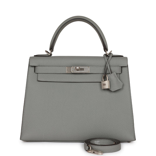 Hermes Kelly bag 25 Retourne Gris mouette Togo leather Silver hardware