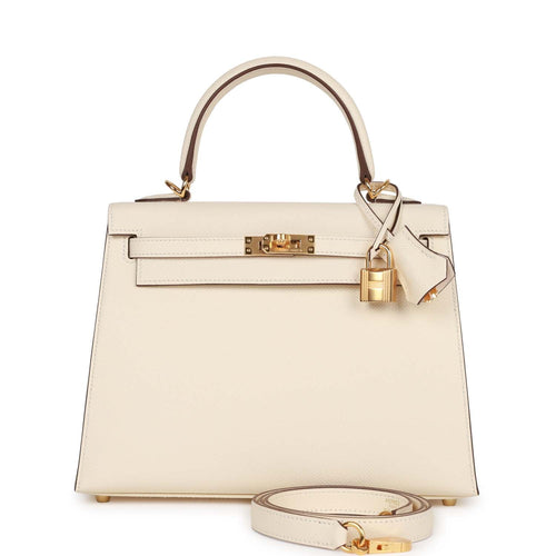 Hermes Kelly 25 Sellier Bag Craie Epsom Leather with Gold Hardware –  Mightychic