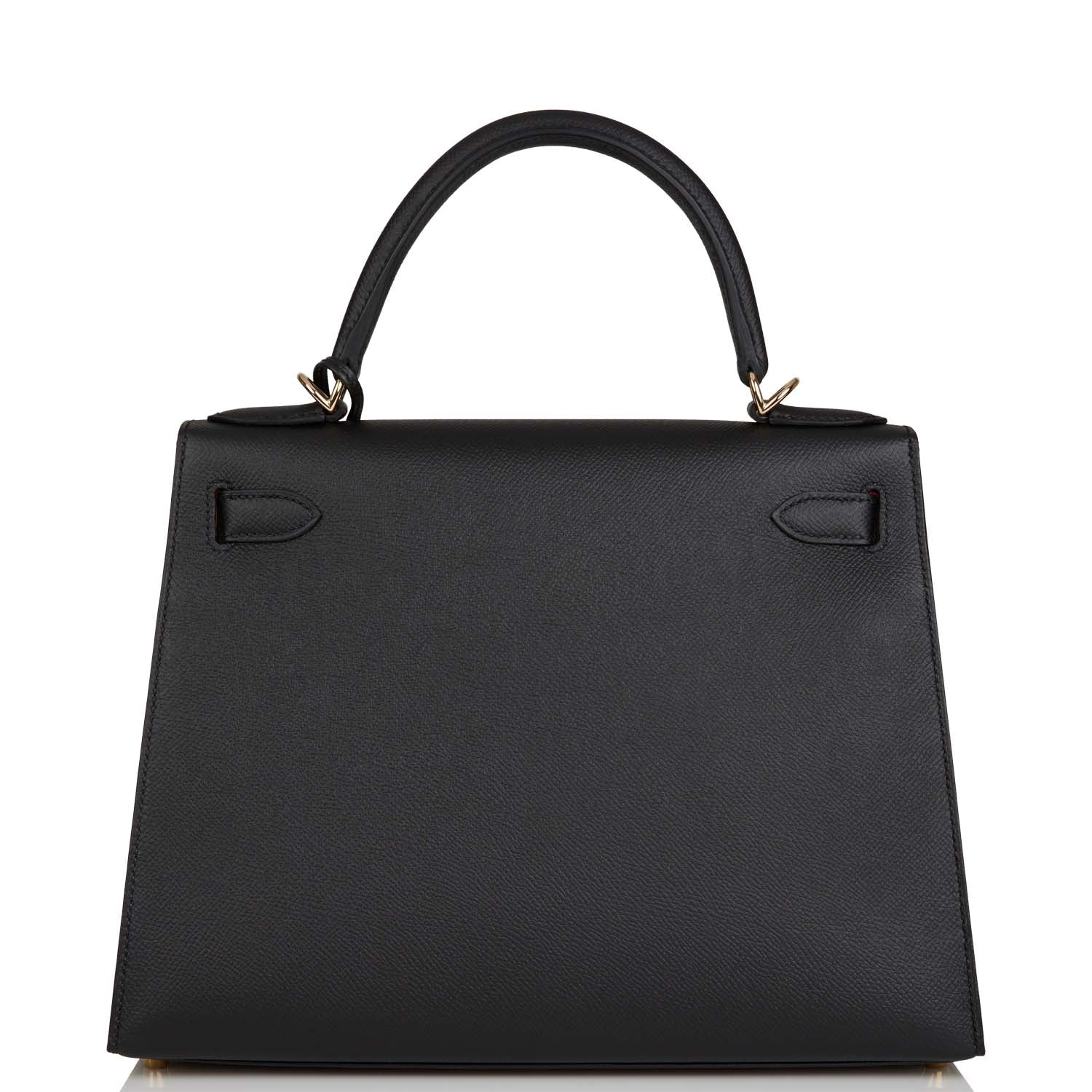 Hermes HSS Kelly Sellier 28 Black Verso Epsom Permabrass Hardware ...