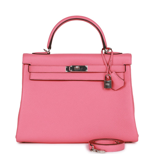 Hermes Kelly Retourne 25 Rose Sakura Swift Palladium Hardware Pink Madison Avenue Couture