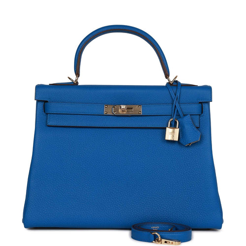 Hermes Birkin Sellier Bag Blue Madame with Gold Hardware 25 Blue