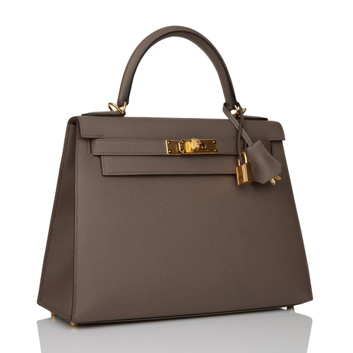 Hermes Kelly 25 Sellier Bag Etoupe Epsom Leather with Gold Hardware –  Mightychic