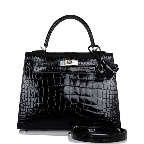 Hermes Kelly So Black in Matt Aligator