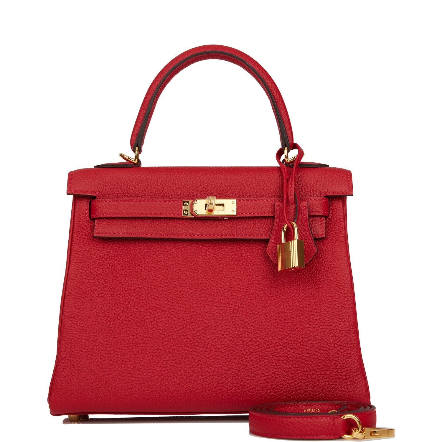 Hermes Kelly Retourne 25 Rouge Casaque Togo Gold Hardware – Madison ...