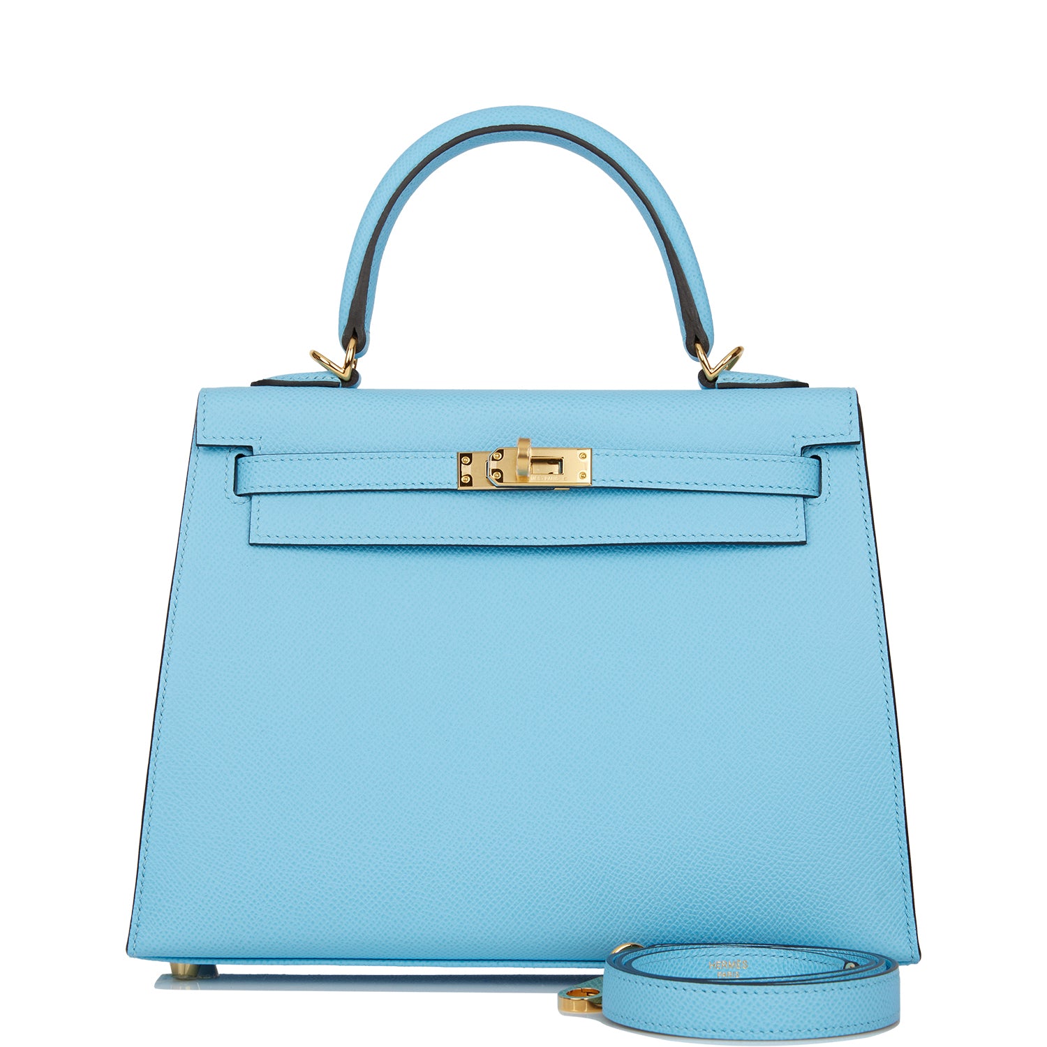 Hermes Kelly Sellier 25 Celeste Epsom Gold Hardware – Madison Avenue ...