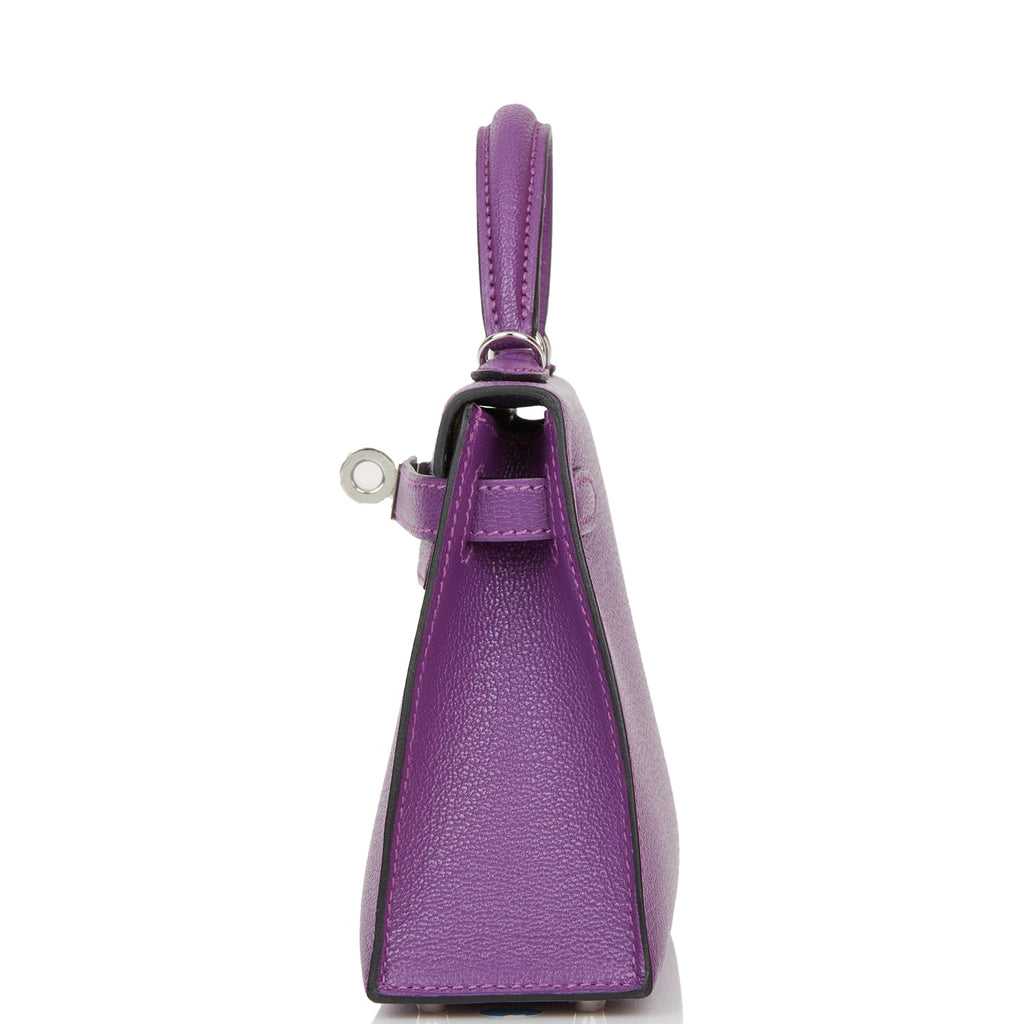 Hermes Kelly Sellier 20 Violet Verso Chèvre Palladium Hardware ...