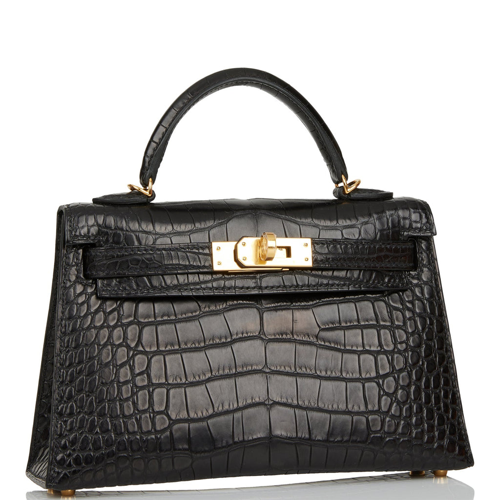 hermes kelly 20 mini sellier black alligator gold hardware