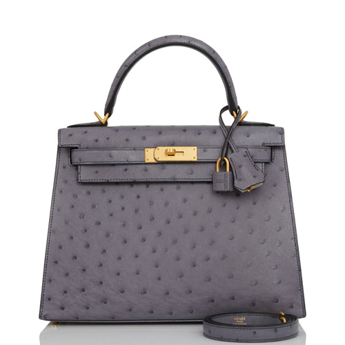 Hermes HSS Kelly 25 Gris Asphalt Verso Ostrich Brushed Gold Hardware –  Madison Avenue Couture